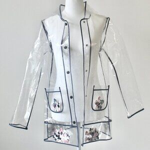 Victoria Beckham for Target Girl's Clear Pink Black Flower Raincoat Extra Large